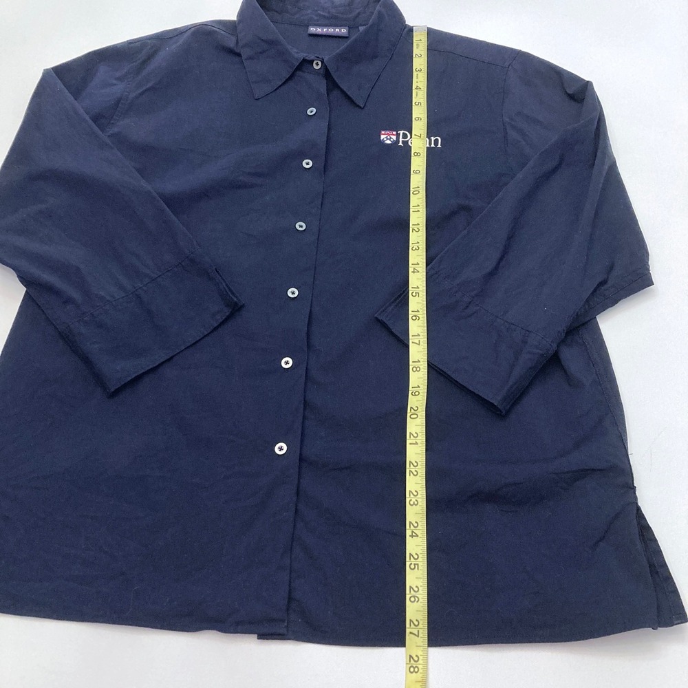 University of Pennsylvania Penn Button Down Shirt Navy Blue Cotton Womens 1X - Picture 7 of 8